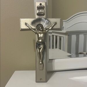 Vintage Silver Parsons Crucifix Wall Decor 11x6